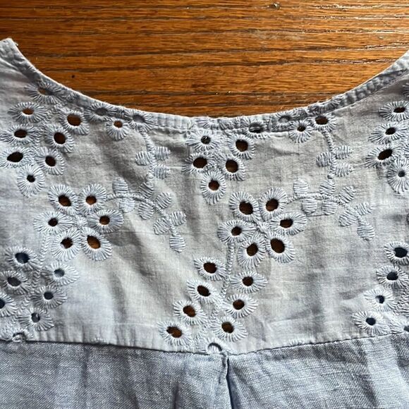 Lungo L'arno Women’s Blue Linen Embroidered Tunic Top - Picture 8 of 8